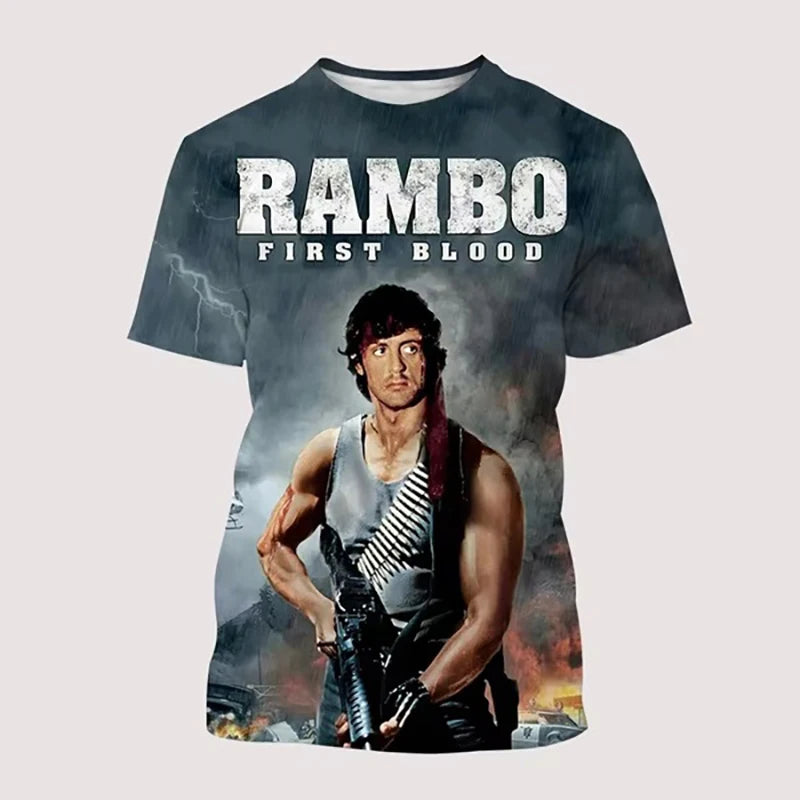 Rambo First Blood 3D Print T-Shirts Men Women Casual Oversized Streetwear Short Sleeve Male Tees Top for Street Fashion