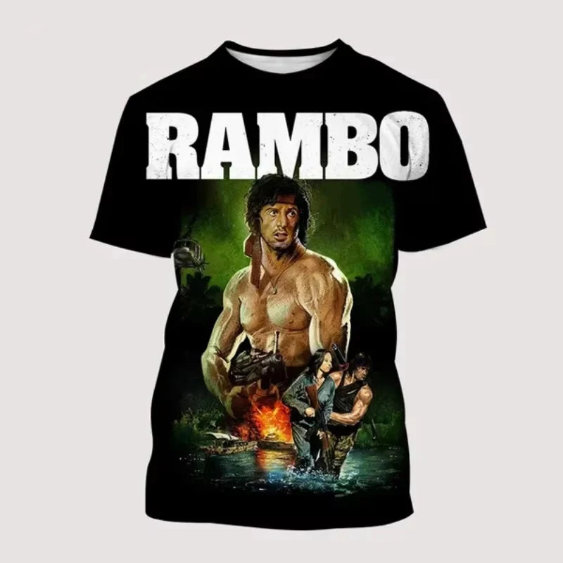 Rambo First Blood 3D Print T-Shirts Men Women Casual Oversized Streetwear Short Sleeve Male Tees Top for Street Fashion