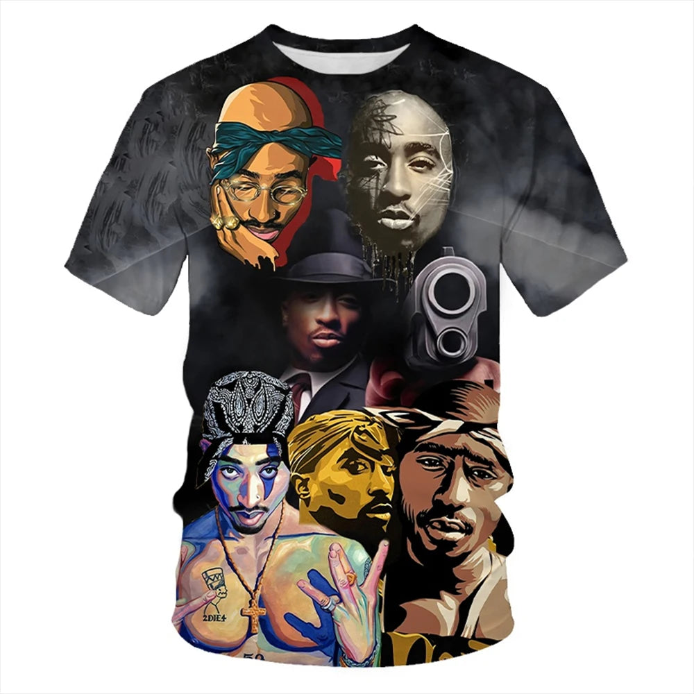 Summer Fashion Trend Hip-Hop Novel Personality 3D Printed T-Shirt Neutral Casual Comfortable round Neck Short Sleeved T-Shirt