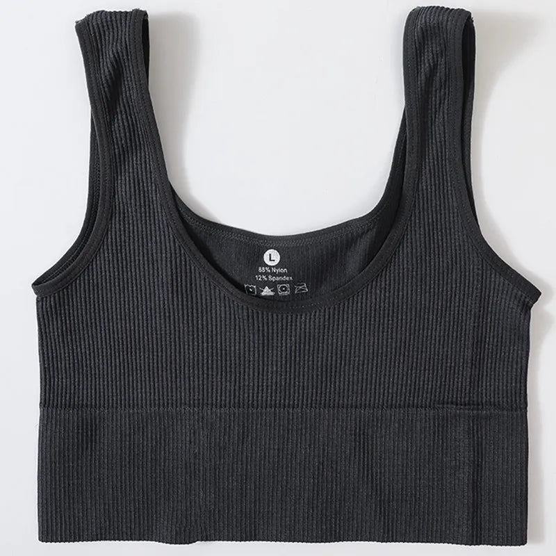 Women Tank Top Ribbed Crop Tops Female Seamless