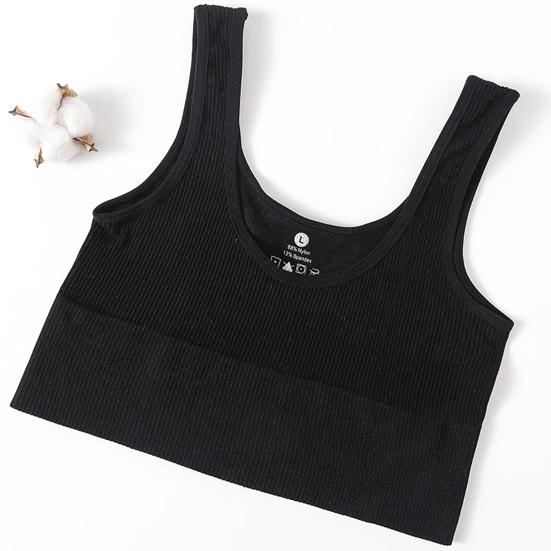 Women Tank Top Ribbed Crop Tops Female Seamless