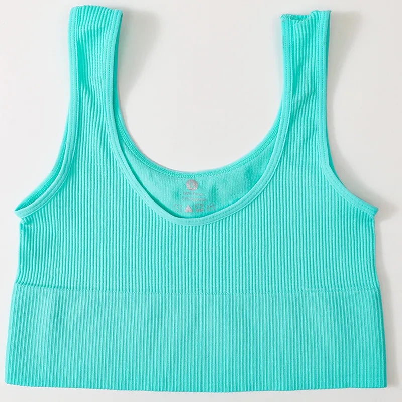 Women Tank Top Ribbed Crop Tops Female Seamless