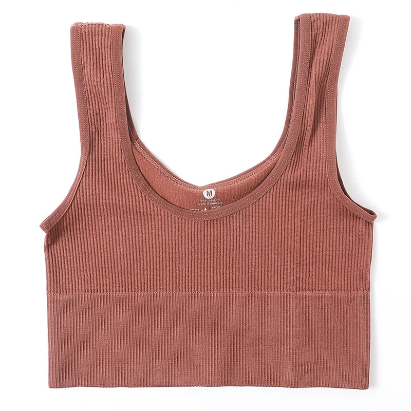 Women Tank Top Ribbed Crop Tops Female Seamless