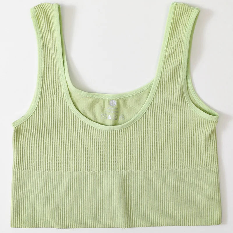 Women Tank Top Ribbed Crop Tops Female Seamless
