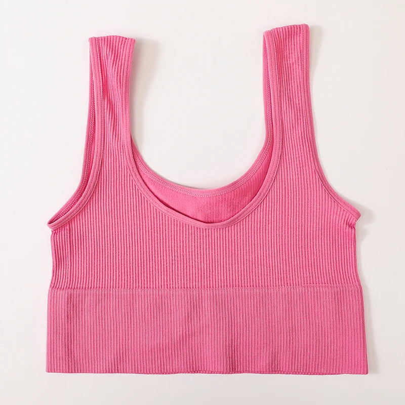 Women Tank Top Ribbed Crop Tops Female Seamless