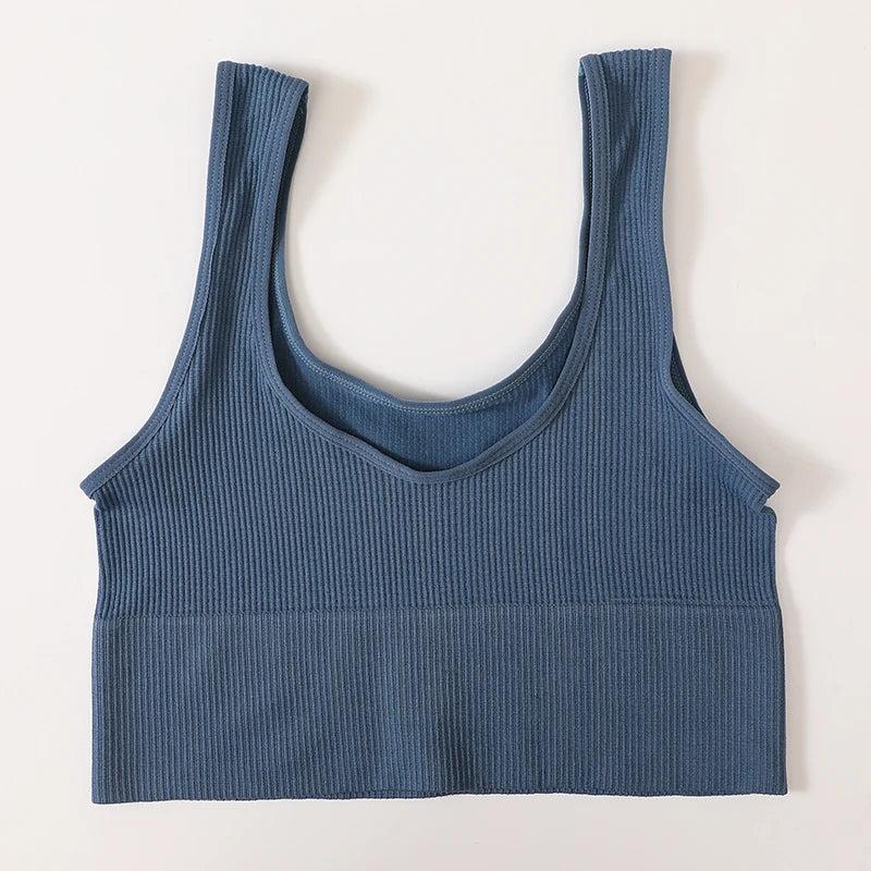 Women Tank Top Ribbed Crop Tops Female Seamless
