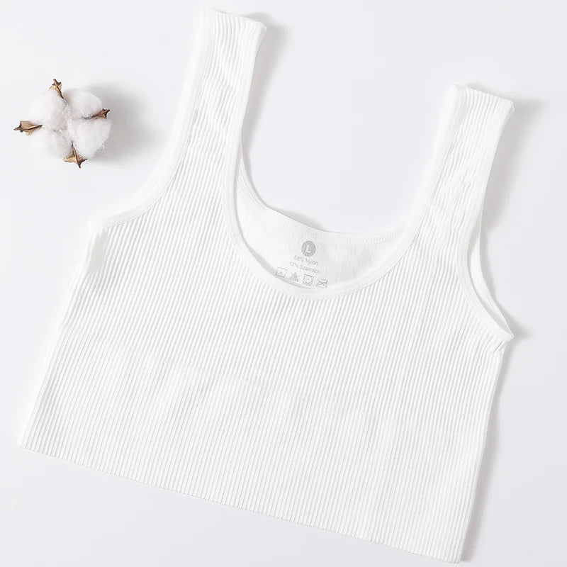 Women Tank Top Ribbed Crop Tops Female Seamless
