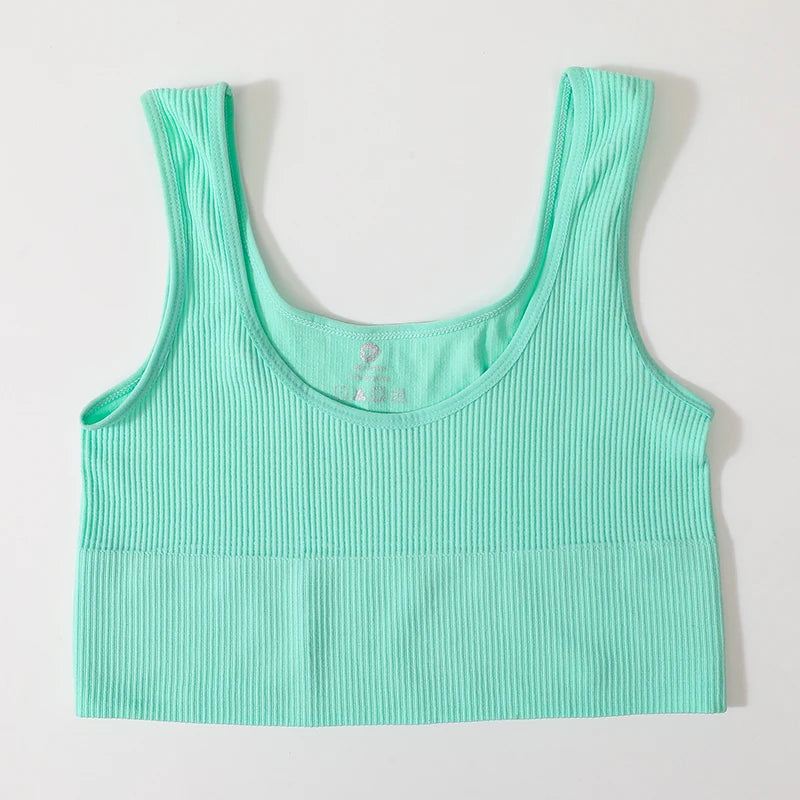Women Tank Top Ribbed Crop Tops Female Seamless