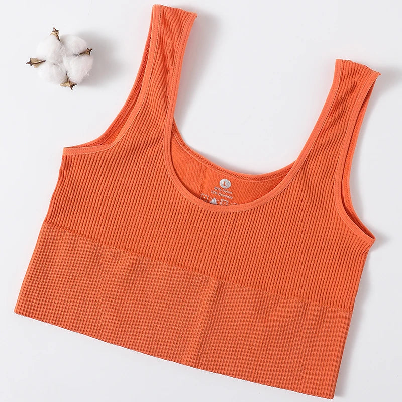 Women Tank Top Ribbed Crop Tops Female Seamless