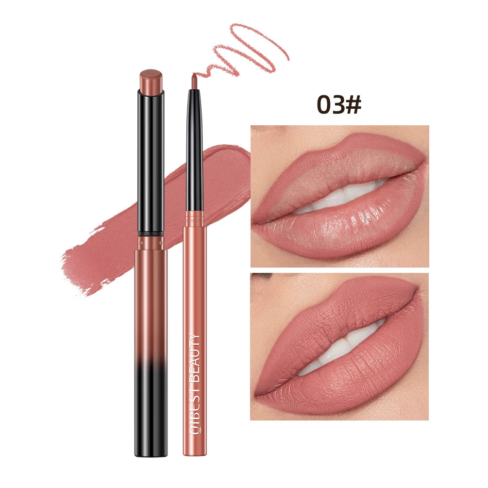 QIBEST 2pcs Lipstick Lipliner Pen Set Matte Cosmetics