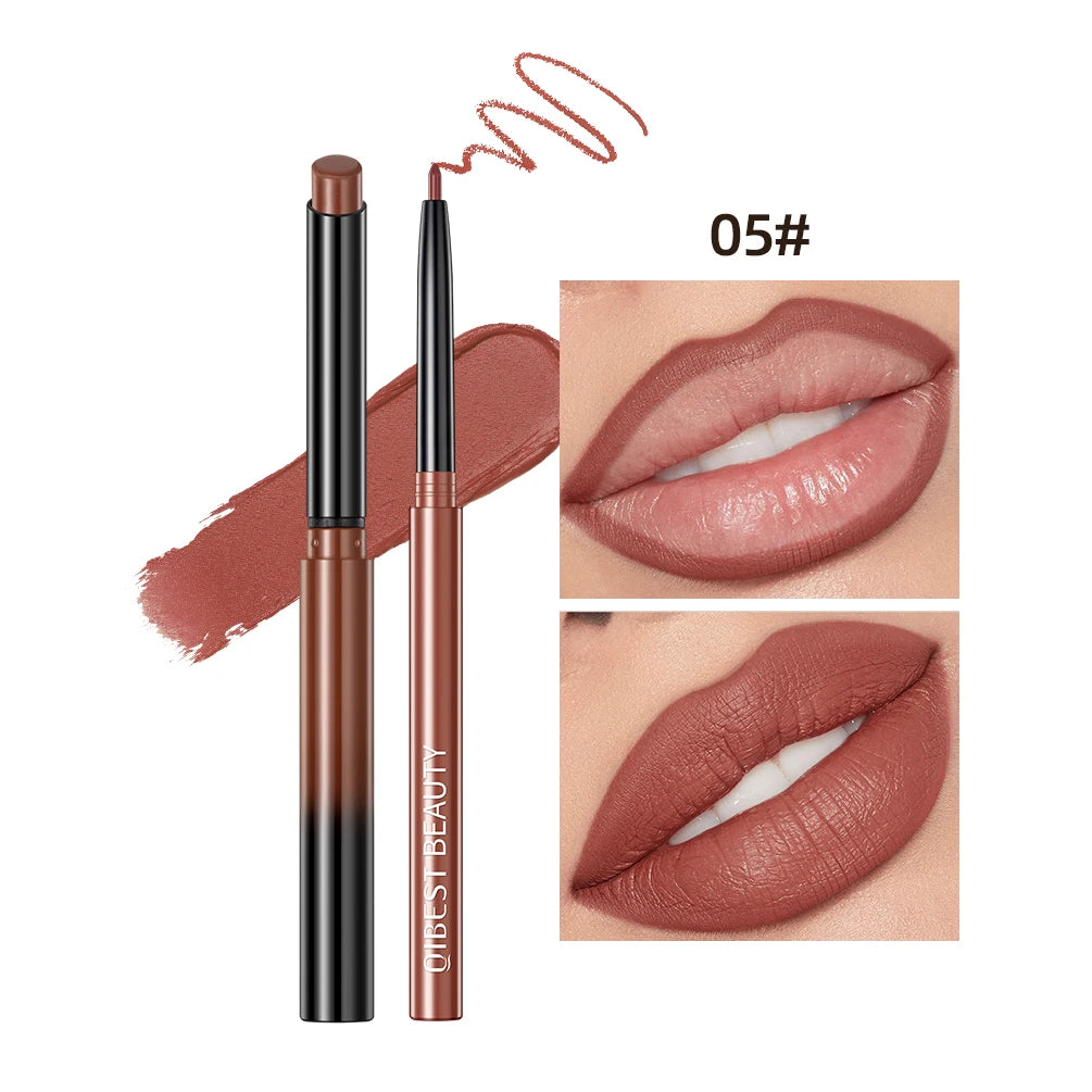 QIBEST 2pcs Lipstick Lipliner Pen Set Matte Cosmetics