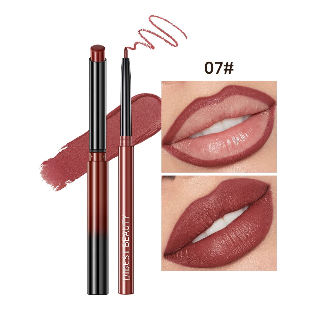 QIBEST 2pcs Lipstick Lipliner Pen Set Matte Cosmetics