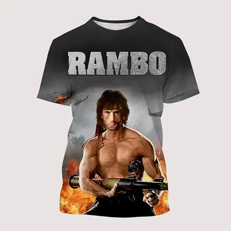 Rambo First Blood 3D Print T-Shirts Men Women Casual Oversized Streetwear Short Sleeve Male Tees Top for Street Fashion