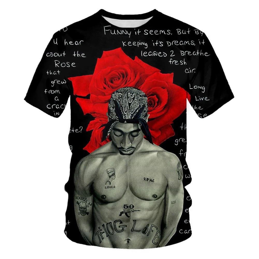 Summer Fashion Trend Hip-Hop Novel Personality 3D Printed T-Shirt Neutral Casual Comfortable round Neck Short Sleeved T-Shirt