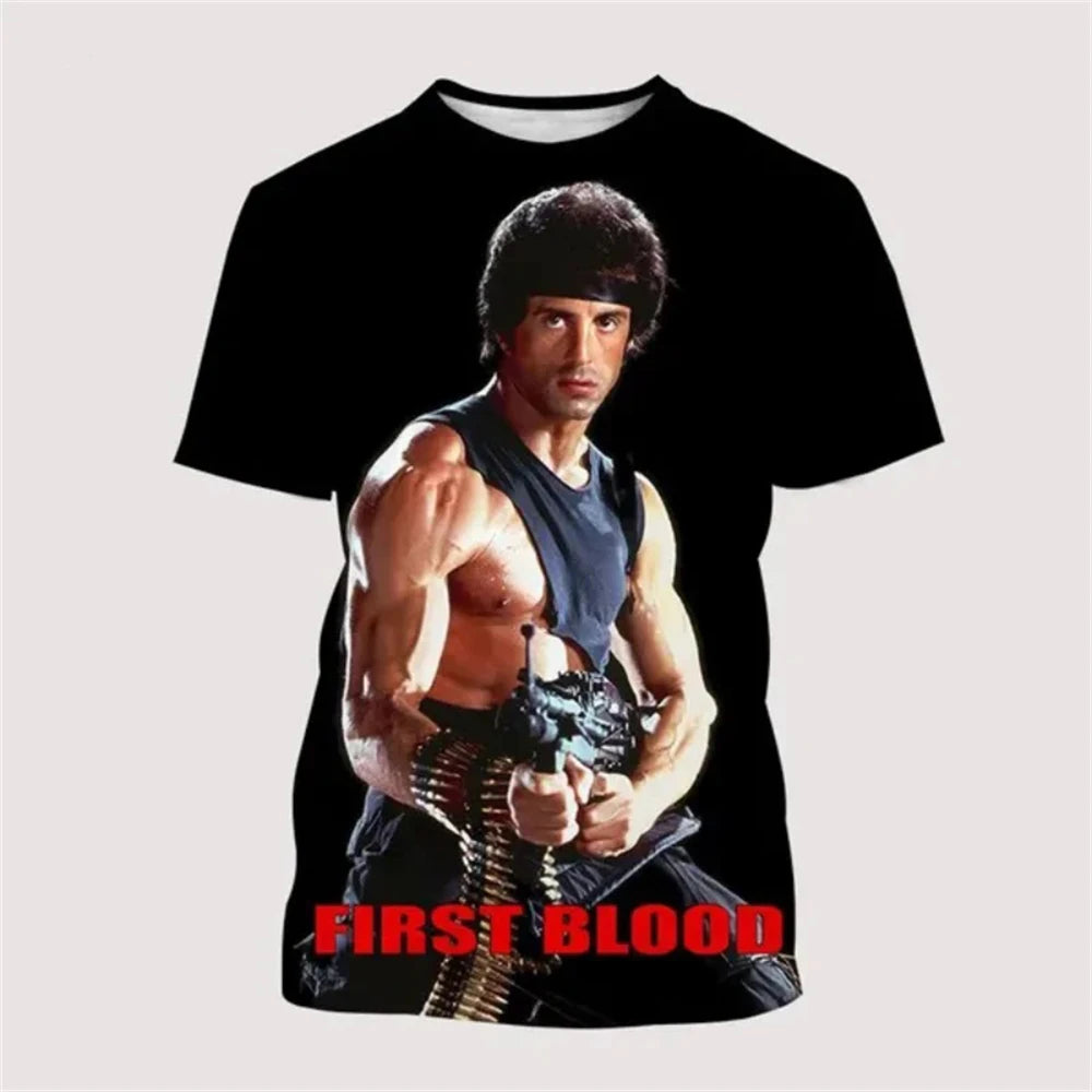 Rambo First Blood 3D Print T-Shirts Men Women Casual Oversized Streetwear Short Sleeve Male Tees Top for Street Fashion