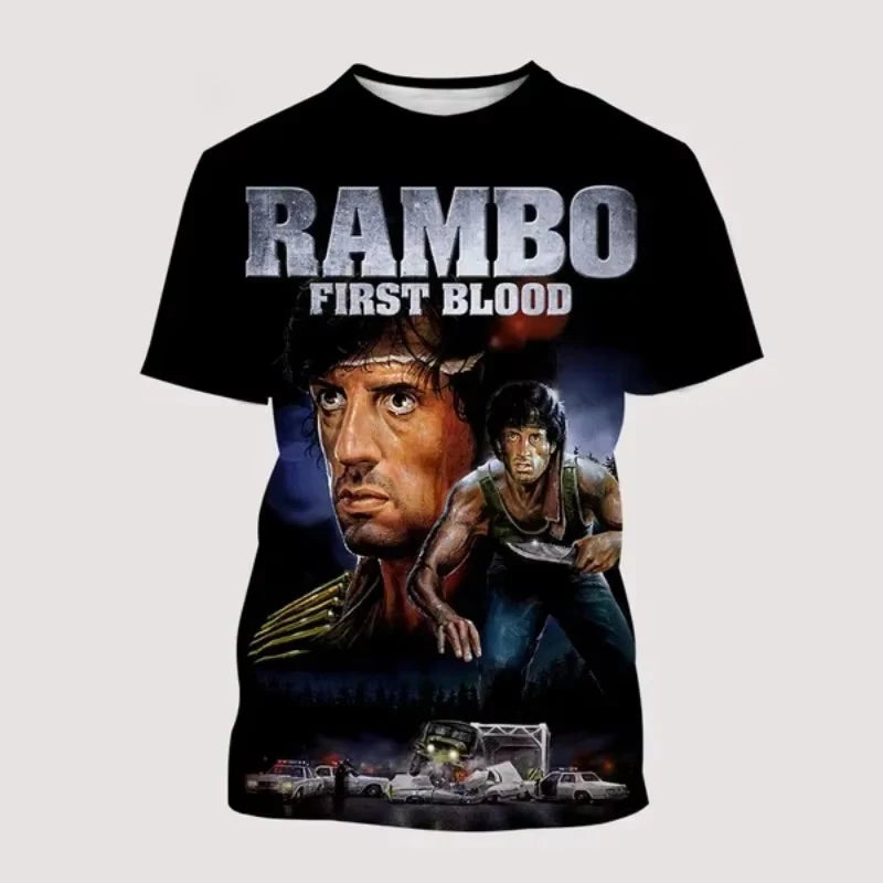 Rambo First Blood 3D Print T-Shirts Men Women Casual Oversized Streetwear Short Sleeve Male Tees Top for Street Fashion