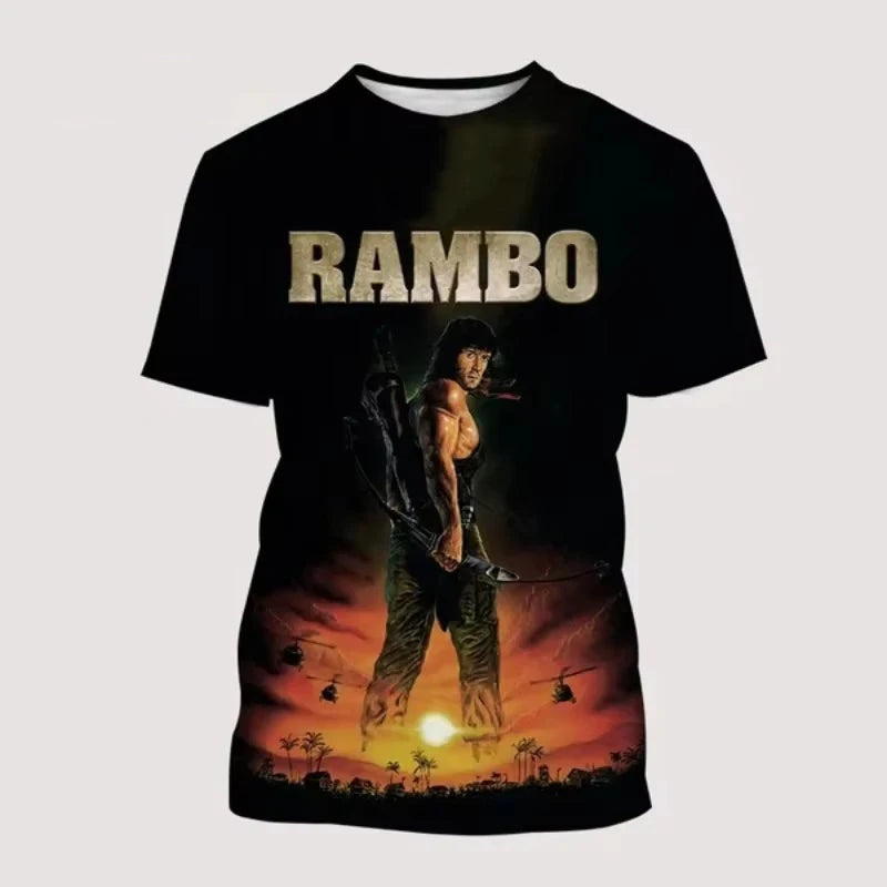 Rambo First Blood 3D Print T-Shirts Men Women Casual Oversized Streetwear Short Sleeve Male Tees Top for Street Fashion